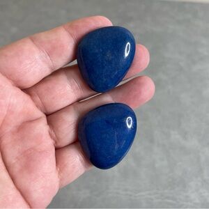 Vintage (90s) Karla Jordan Chic Blue Howlite Stone Pierced Earrings